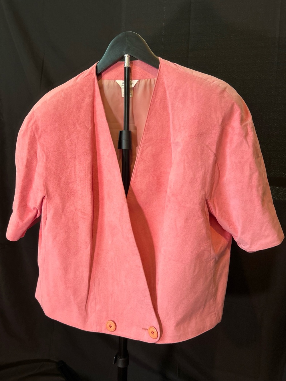 Vintage Bleyle Western Germany Pink Cropped Collarless Short Sleeve Blazer
